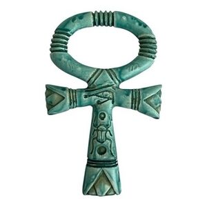 Egyptian Ankh Decor Scarab Cross Turquoise Symbol of Life 6" Amulet Gift